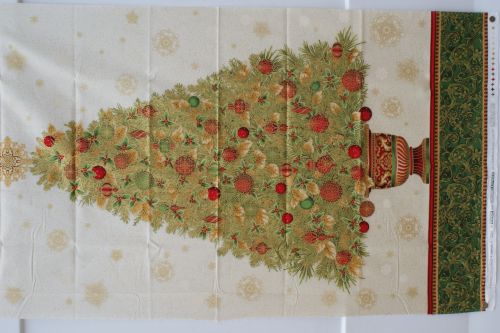 WINTER'S GRANDEUR HOLIDAY RED & GOLD  PANEL BY ROBERT KAUFMAN